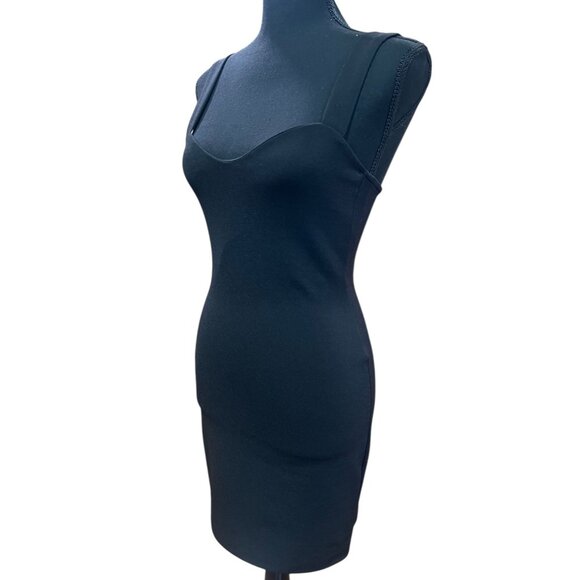 Mini Dress Women Small Black Sleeveless Bodycon Sweetheart Neckline Cocktail - Picture 2 of 4
